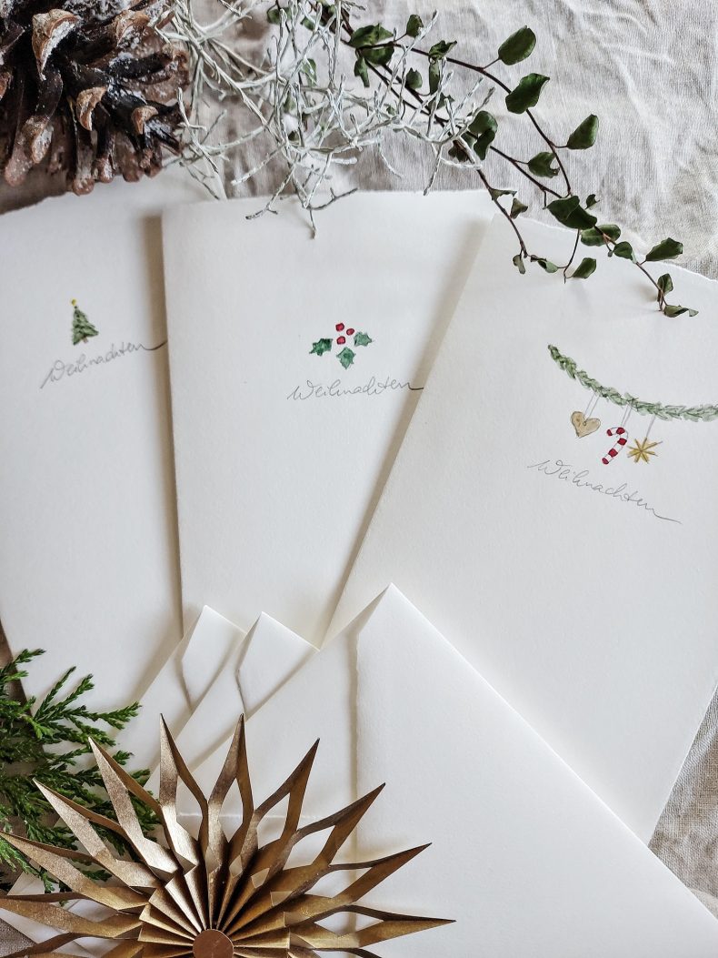3er Set handgezeichnete Weihnachtskarten | Set of 3 handdrawn cards