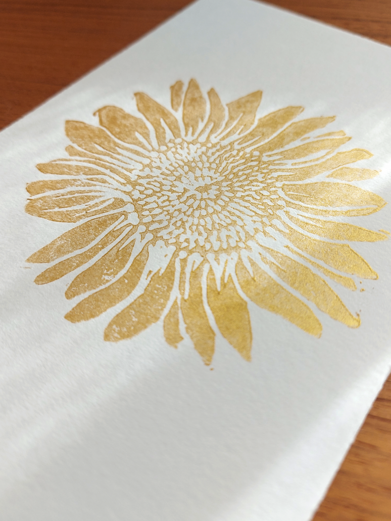 Sonnenblumen - handgedruckt / Sunflowers - Set of 3 handprinted cards